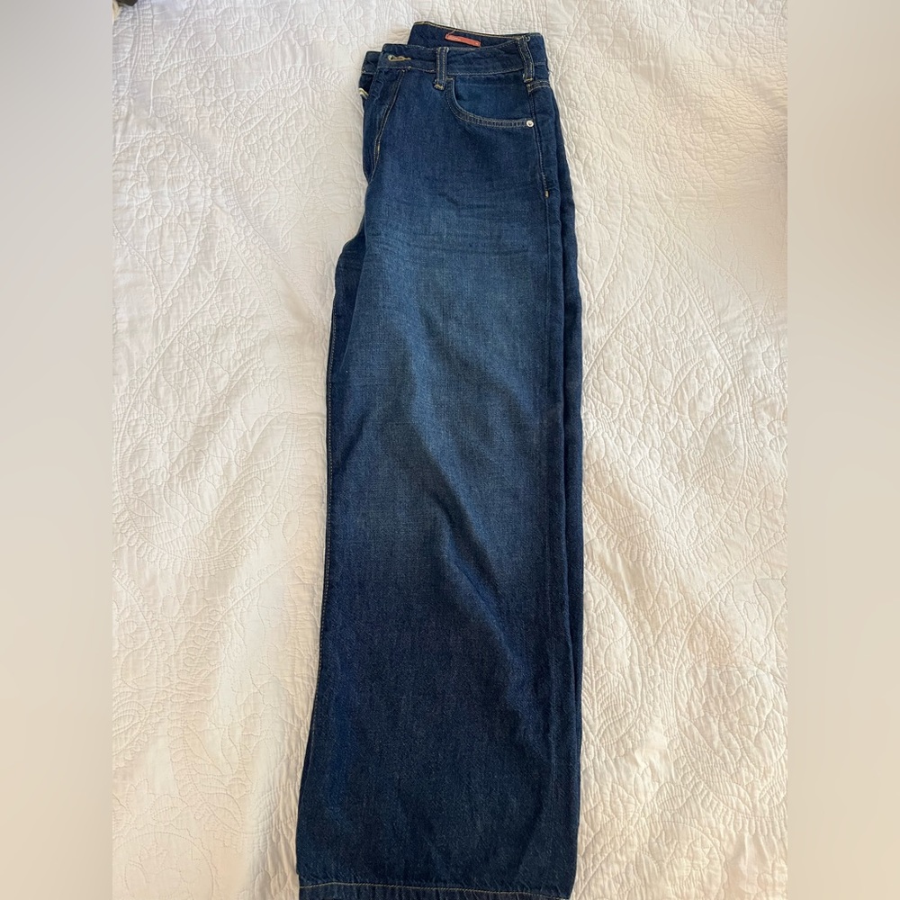 Very wide leg Anthropologie jeans.